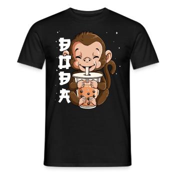 Boba Tea Affe Bubble Tea - Männer T-Shirt - Schwarz - Vorne - AI Model Male 178 light (178cm)