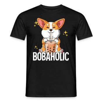 Bubble Tea Corgi Dog Boba Tea Bobaholic - Men's T-Shirt - black - Front - AI Model Male 178 light (178cm)