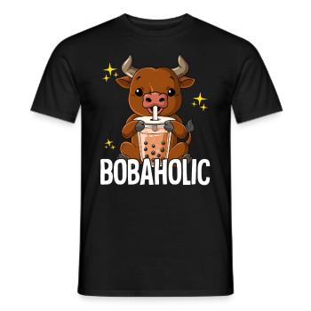 Bubble Tea Bœuf Boba Thé Bobaholic - T-shirt homme - noir - Devant - AI Model Male 178 light (178cm)