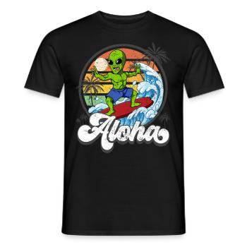 Aloha Hawaiian Hawaiian Surfer Surfing - Men's T-Shirt - black - Front - AI Model Male 178 light (178cm)