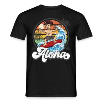 Aloha Hawaiian Hawaiian Surfer Surfing - T-shirt homme - noir - Devant - AI Model Male 178 light (178cm)