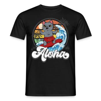 Aloha Hawaiian Hawaiian Surfer Surfing - Men's T-Shirt - black - Front - AI Model Male 178 light (178cm)