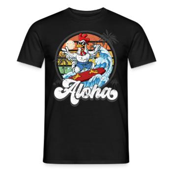 Aloha Hawaiian Hawaiian Surfer Surfing - T-shirt homme - noir - Devant - AI Model Male 178 light (178cm)