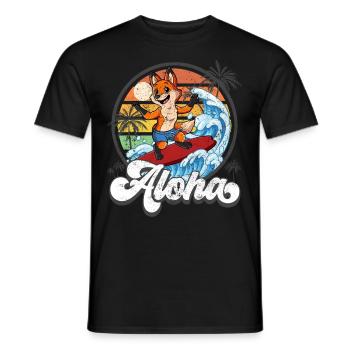 Aloha Hawaiian Hawaiian Surfer Surfing - T-shirt homme - noir - Devant - AI Model Male 178 light (178cm)