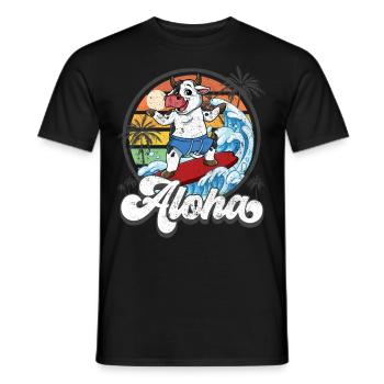 Aloha Hawaiian Hawaiian Surfer Surfing - T-shirt homme - noir - Devant - AI Model Male 178 light (178cm)