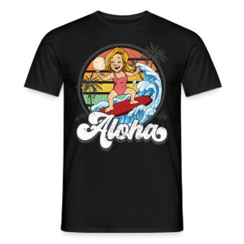 Aloha Hawaïen Hawaïen Surfeur Surf - T-shirt homme - noir - Devant - AI Model Male 178 light (178cm)