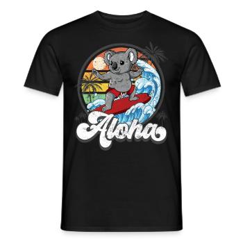 Aloha Hawaiian Hawaiian Surfer Surfing - T-shirt homme - noir - Devant - AI Model Male 178 light (178cm)