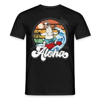 Aloha Hawaiian Hawaiian Surfer Surfing - T-shirt homme - noir - Devant - AI Model Male 178 light (178cm)