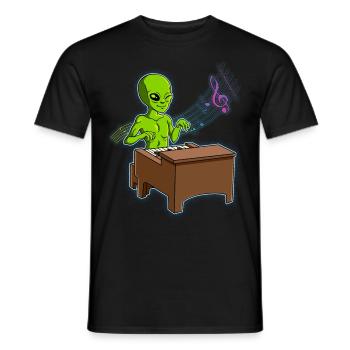 Alien Klavierspieler - Männer T-Shirt - Schwarz - Vorne - AI Model Male 178 light (178cm)