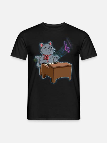 Cat Piano Player - Men's T-Shirt - black