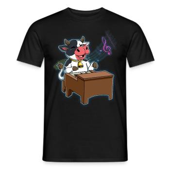 Kuh Klavierspieler - Männer T-Shirt - Schwarz - Vorne - AI Model Male 178 light (178cm)