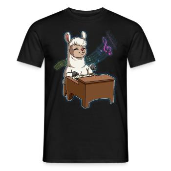 Lama Klavierspieler - Männer T-Shirt - Schwarz - Vorne - AI Model Male 178 light (178cm)