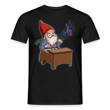 Gnome Piano Player - Men's T-Shirt - black - Front - AI Model Male 178 light (178cm)