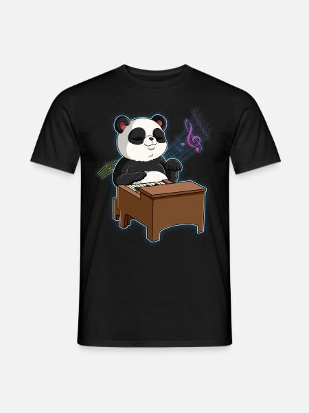 Panda Piano Player - Men's T-Shirt - black