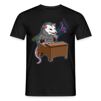 Opossum Piano Player - Men's T-Shirt - black - Front - AI Model Male 178 light (178cm)