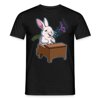 Kaninchen Klavierspieler - Männer T-Shirt - Schwarz - Vorne - AI Model Male 178 light (178cm)