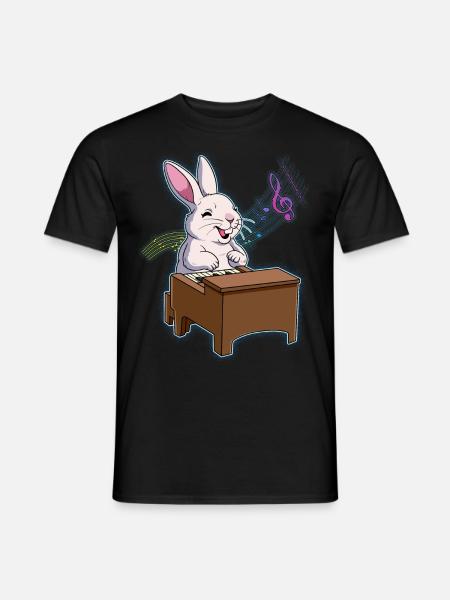 Rabbit Piano Player - Men's T-Shirt - black