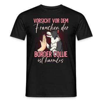 Vorsicht vor dem Frauchen Border Collie - Männer T-Shirt - Schwarz - Vorne - AI Model Male 178 light (178cm)