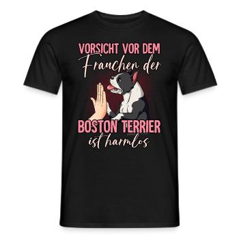 Vorsicht vor dem Frauchen Boston Terrier - Männer T-Shirt - Schwarz - Vorne - AI Model Male 178 light (178cm)