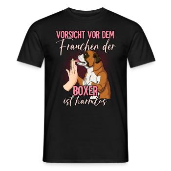 Vorsicht vor dem Frauchen Boxer - Männer T-Shirt - Schwarz - Vorne - AI Model Male 178 light (178cm)