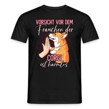 Vorsicht vor dem Frauchen Corgi - Männer T-Shirt - Schwarz - Vorne - AI Model Male 178 light (178cm)
