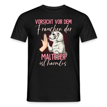 Vorsicht vor dem Frauchen Malteser - Männer T-Shirt - Schwarz - Vorne - AI Model Male 178 light (178cm)