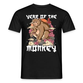 Year of the Monkey Lunar New Year Chinese - Men's T-Shirt - black - Front - AI Model Male 178 light (178cm)