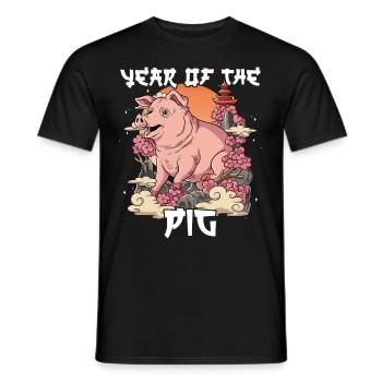 Year of the Pig Lunar New Year Chinese - Men's T-Shirt - black - Front - AI Model Male 178 light (178cm)
