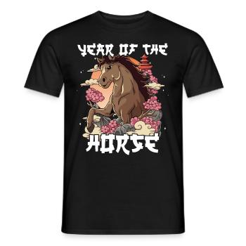 Year of the Horse Lunar New Year Chinese - Men's T-Shirt - black - Front - AI Model Male 178 light (178cm)
