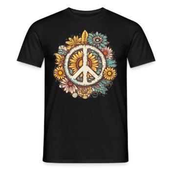 Costume Hippie Signe de la Paix - T-shirt homme - noir - Devant - AI Model Male 178 light (178cm)