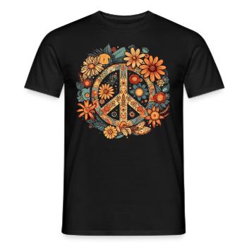 Costume Hippie Signe de la Paix - T-shirt homme - noir - Devant - AI Model Male 178 light (178cm)