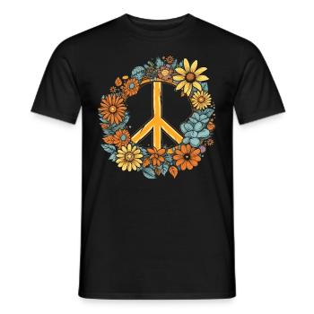 Costume Hippie Signe de la Paix - T-shirt homme - noir - Devant - AI Model Male 178 light (178cm)