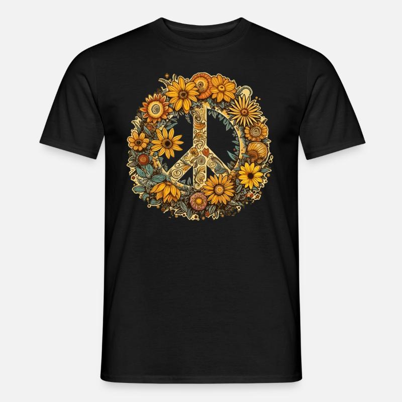 Kostüm Hippie Peace Zeichen - T-shirt herr - svart