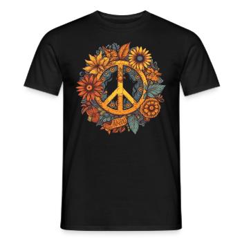 Costume Hippie Signe de la Paix - T-shirt homme - noir - Devant - AI Model Male 178 light (178cm)