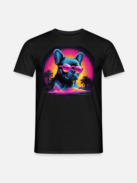 80s 90s Synthwave French Bulldog - Men's T-Shirt - black