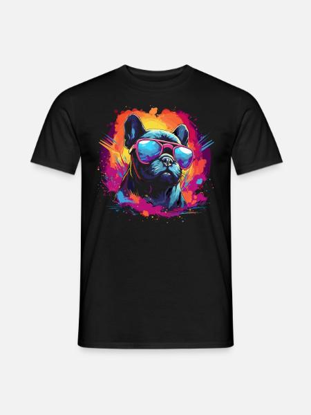 80s 90s Synthwave French Bulldog - Men's T-Shirt - black
