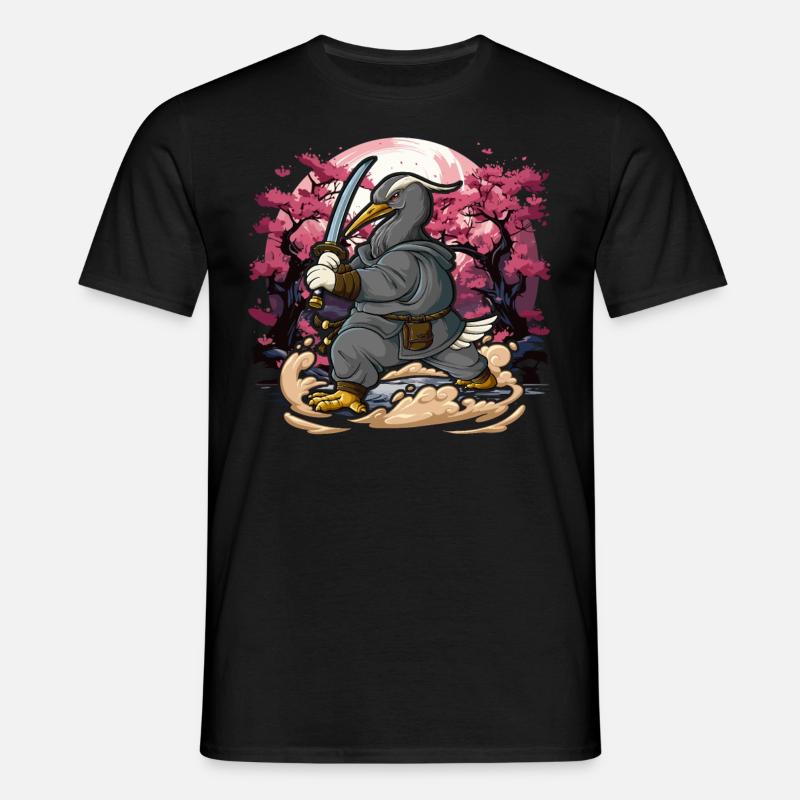 Samurai Kranich - Männer T-Shirt - Schwarz