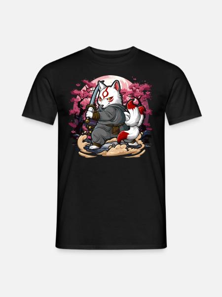Samurai Kitsune - Männer T-Shirt - Schwarz