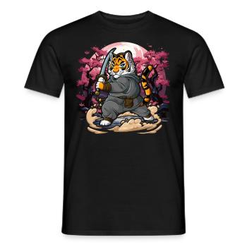 Tigre samouraï - T-shirt homme - noir - Devant - AI Model Male 178 light (178cm)