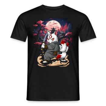 Samouraï Kitsune - T-shirt homme - noir - Devant - AI Model Male 178 light (178cm)