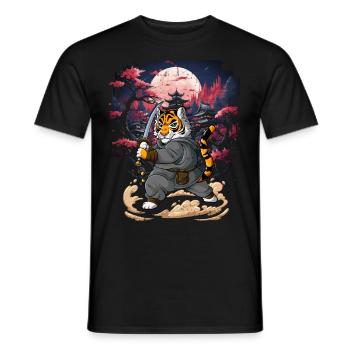 Tigre samouraï - T-shirt homme - noir - Devant - AI Model Male 178 light (178cm)