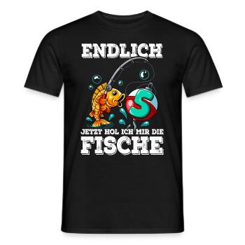 5 Geburtstag Angler Angeln - Männer T-Shirt - Schwarz - Vorne - AI Model Male 178 light (178cm)