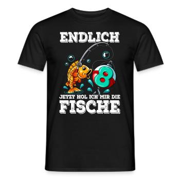 8 Anniversaire Pêcheur à la ligne - T-shirt homme - noir - Devant - AI Model Male 178 light (178cm)