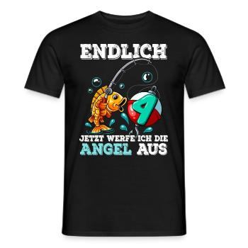 4 Birthday Angler Fishing - Men's T-Shirt - black - Front - AI Model Male 178 light (178cm)