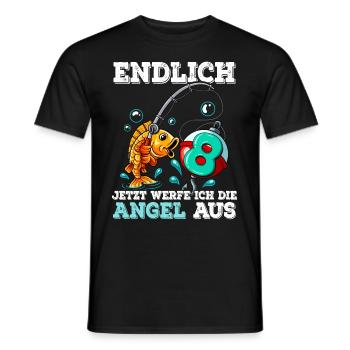8 Anniversaire Pêcheur à la ligne - T-shirt homme - noir - Devant - AI Model Male 178 light (178cm)