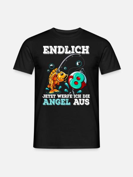 8 Birthday Angler Fishing - Men's T-Shirt - black