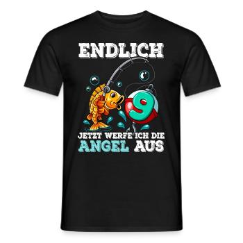 9 Birthday Angler Fishing - Men's T-Shirt - black - Front - AI Model Male 178 light (178cm)
