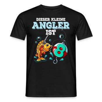 8 Birthday Angler Fishing - Men's T-Shirt - black - Front - AI Model Male 178 light (178cm)