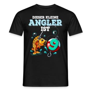 9 Birthday Angler Fishing - Men's T-Shirt - black - Front - AI Model Male 178 light (178cm)