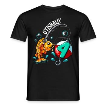4 Anniversaire Pêcheur à la ligne - T-shirt homme - noir - Devant - AI Model Male 178 light (178cm)